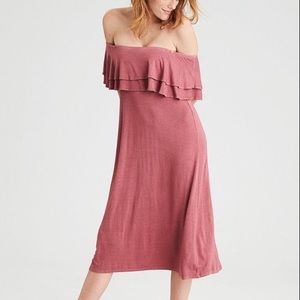 AE Knit Off The Shoulder Flounce Dress
